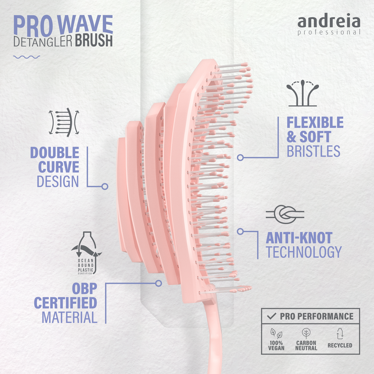 Pro Wave Detangler Brush - Pink